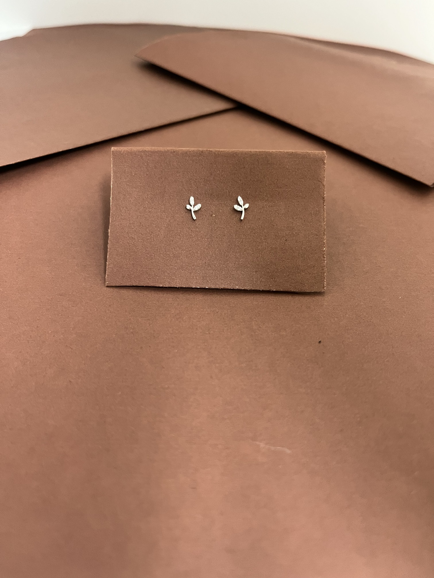 Minimalist Silver Floral spring Tulip Stem Earring with Diamond Leaf - Image 2