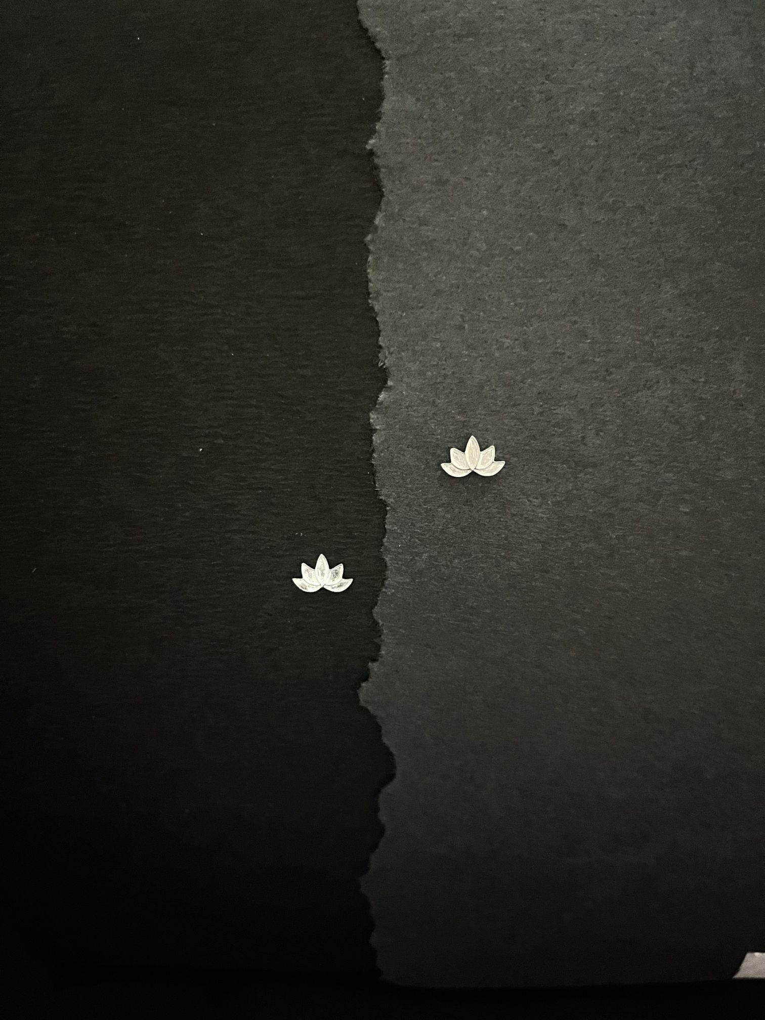 Textured Silver Stylized Lotus Stud Earring