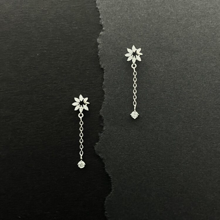 Floral Marquise & Chain Drop Diamond Earring