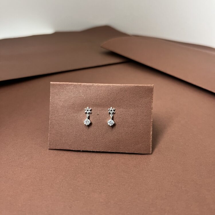 Delicate Floral Drop silver Diamond Earring