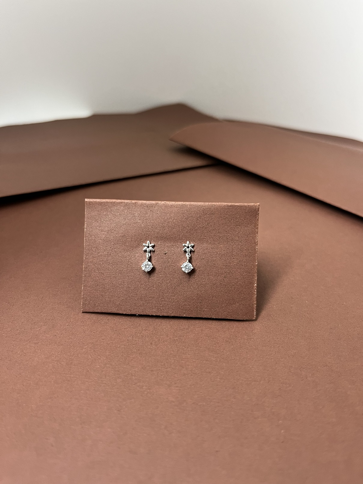 Delicate Floral Drop silver Diamond Earring