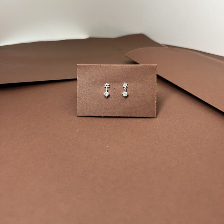 Delicate Floral Drop silver Diamond Earring