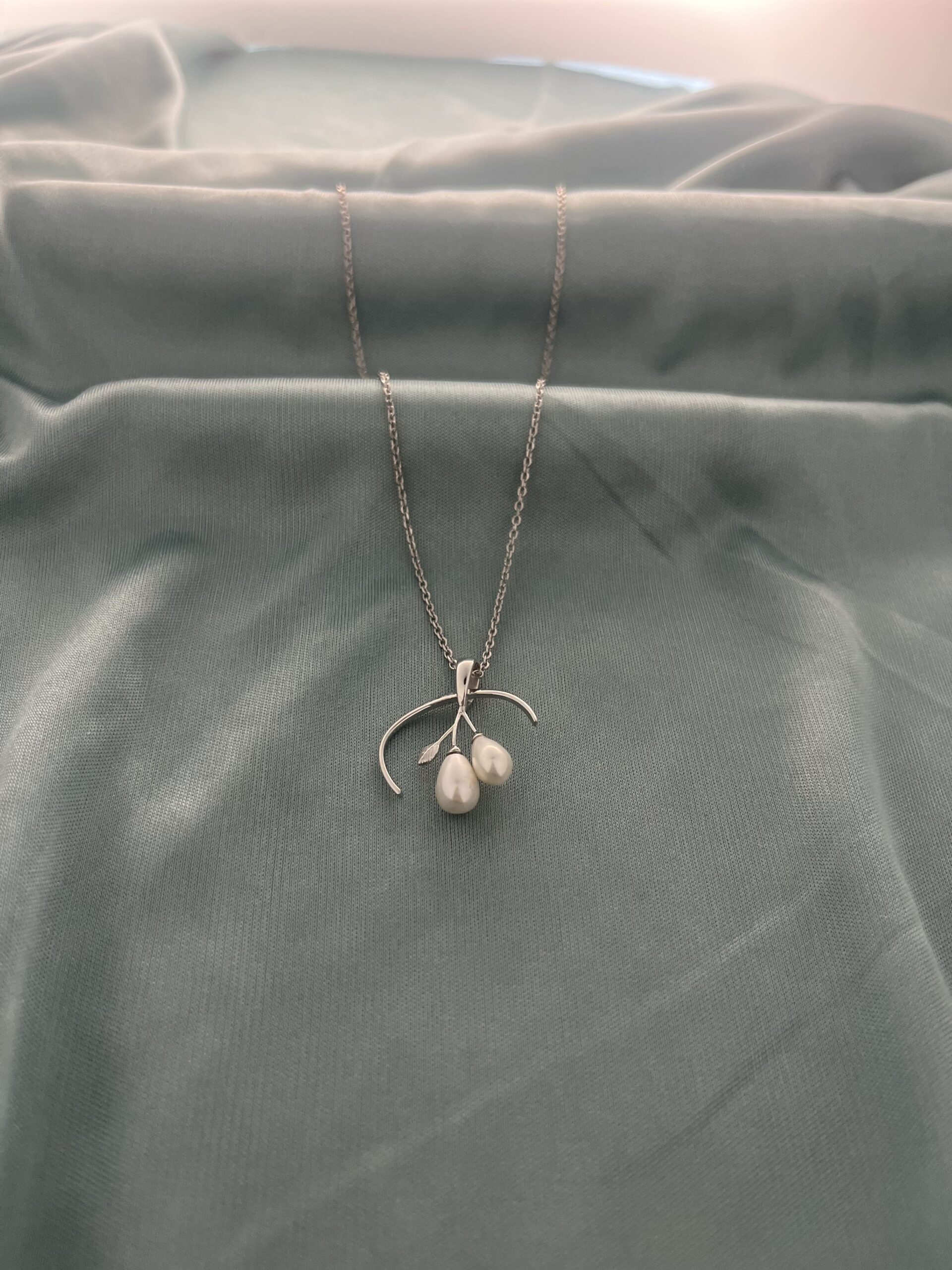 Elegant Crescent Branch & Pearl Pendant in 92.5 Silver - Image 4