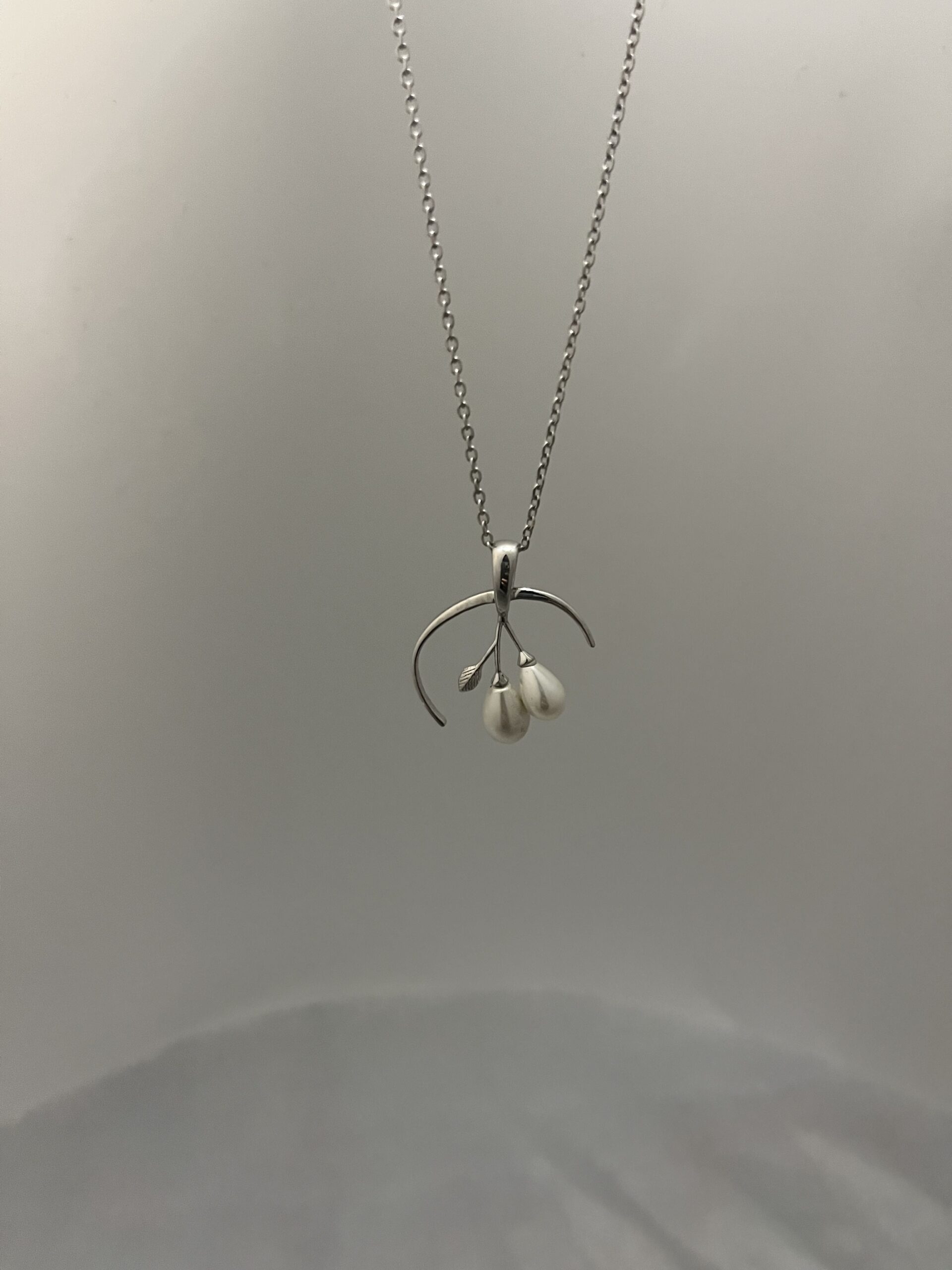 Elegant Crescent Branch & Pearl Pendant in 92.5 Silver - Image 5
