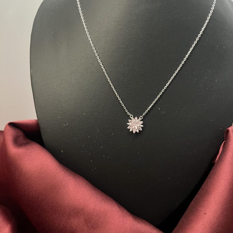 Blooming Pink Marquise Floral Pendant Necklace